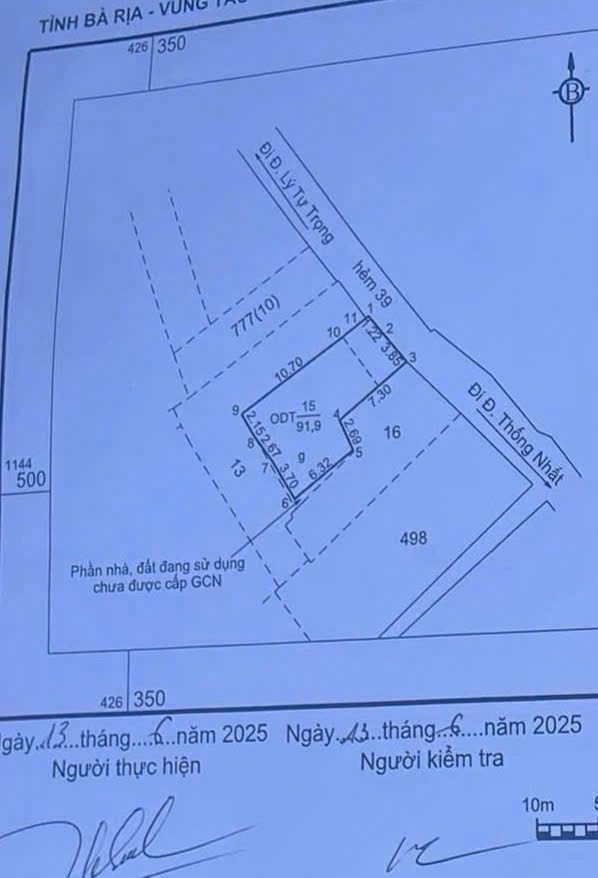 Bán đất Hẻm nhựa xe hơi Đc hẻm 39 đường Thống Nhất, phường Vũng Tàu, tp Hồ Chí Minh.